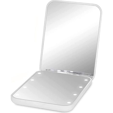 1 Miroir de poche, pliable avec LED, grossissant, portable, pour voyage et maquillage (1/5)
