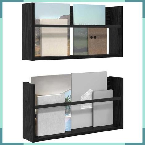Porte-revues - 890793 - Chêne noir - 2 étagères - 60 x 12 x 30 cm (1/5)