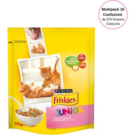 Purina friskies junior con pollo latte e verdure multipack da 10 confezioni da 375 grammi ciascuna