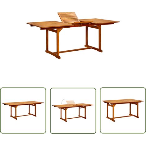 The Living Store Garten-Esstisch (150-200)x100x75 cm Massivholz Akazie - Garten Tisch - Esstisch - Akazienholz - Holztisch - Gartenmöbel (1/5)