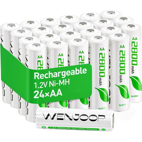 Piles Rechargeables AA HR6 Lot de 24 pour Télécommandes,Jouets 2800mAh 1,2V NiMH pour Maison,Bureau et Appareils du Quotidien (1/5)