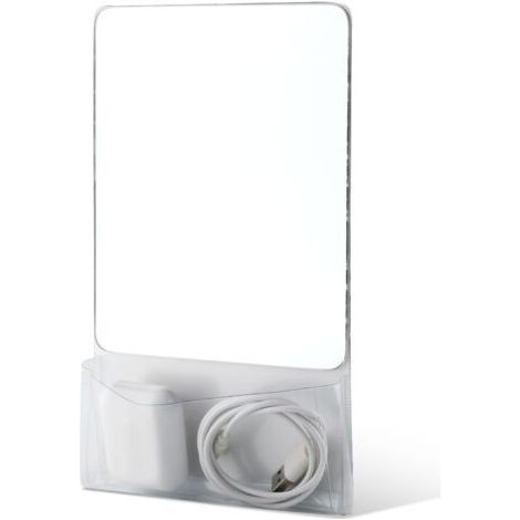 Miroir magnétique, 17 x 14 cm, petit miroir en verre véritable pour casiers, idéal pour les étudiants, les salles de bain, les bureaux ou les armoires (blanc). (1/5)