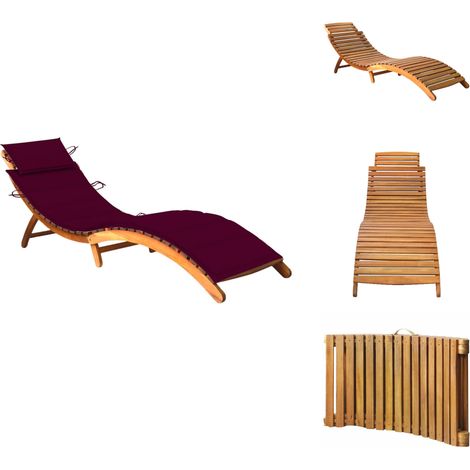 Chaise longue de jardin avec coussin Bois d'acacia solide - Chaise Longue Jardin - Transat - Mobilier De Jardin - Chaise Longue Bois - Relaxer Au Jardin (1/5)