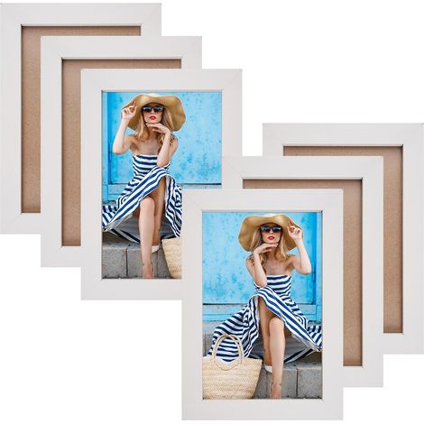 Lot de 6 Cadre Photo 10x15 cm, Cadre Photo Bois, Cadres Photos Blanc (1/5)