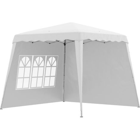 Gazebo pieghevole, 2,4 × 2,4 m, con pareti laterali regolabili in altezza, tenda party anti-UV, inclusa custodia portatile, per giardino e balcone materiale: Oxford, acciaio colore: bianco