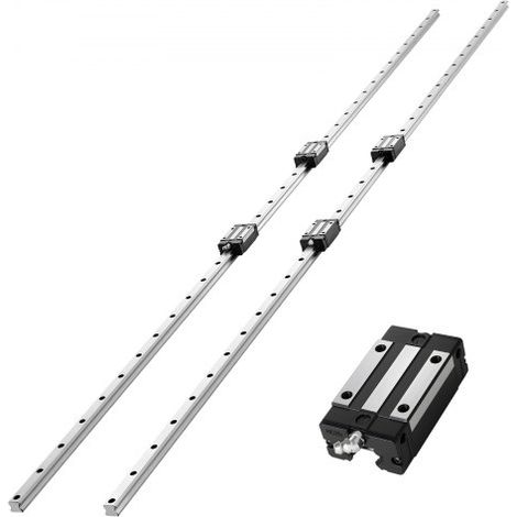 Kit de Riel de Guía Lineal HGR20 2 Rieles 2000 mm, Eje Lineal con 4 Bloques Deslizantes con Rodamientos, Antioxidante y de Alta Precisión, para Bricolaje, Fresadoras CNC, Tornos, Impresoras 3D (1/5)