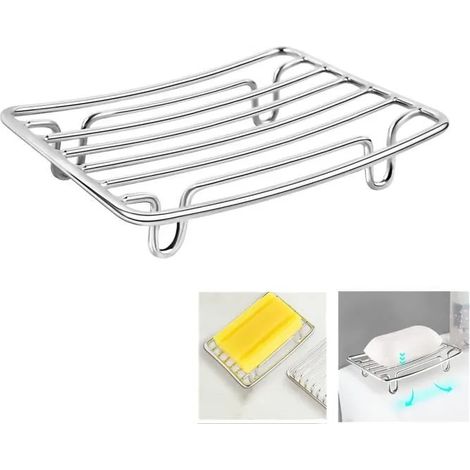 Porte-savon Éponge Drainant En Acier Inoxydable, Pour Douche, Baignoire, Évier De Cuisine, Plateau De Rangement Durable -2Pcs (1/4)