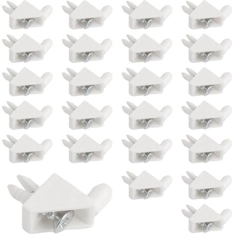 24 Support étagère, Crochet plastique blanc, Forme en L, Pour armoire bibliothèque meuble (1/5)