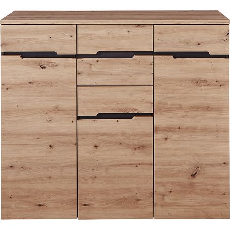 Wohnzimmer Kommode MANRESA-36 in Artisan Eiche Nb. mit Graphit, B/H/T: ca. 120/107/38 cm (1/4)