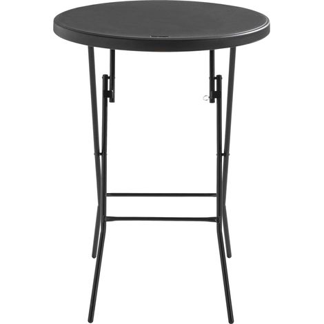 Rekkem – Mange-debout pliant noir 110 cm – Plateau polyéthylène haute densité – Structure acier époxy – Charge max 110 kg – Pour 4 personnes