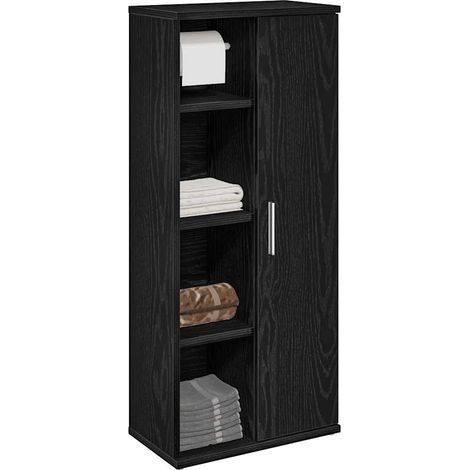 Badezimmerschrank mit Rollenhalter Schwarz 39x22x90 cm