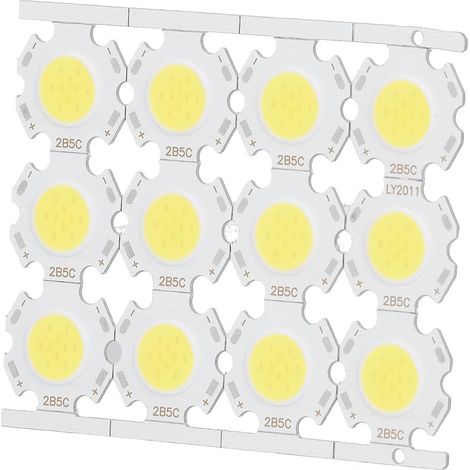 Puces LED 12 Pièces, Composant émetteur de Lumière COB 5W 15-17V pour Projecteurs de Bricolage Downlight Plafonnier(White Light) (1/5)
