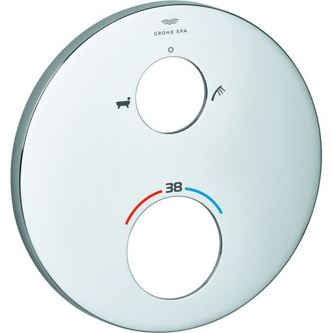 Grohe Rosette für Thermostat-Fertigmontageset, Metall, Wannen- und Handbrausen Symbol, Cool Sunrise gebürstet, 49247GN0 (1/2)