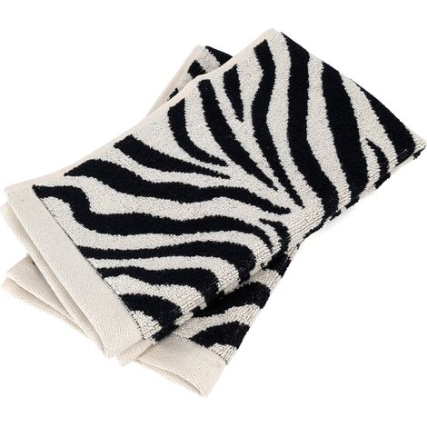 Lot de 2 serviettes invité absorbantes coton 33x50cm ZEBRA beige (1/5)