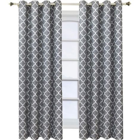 Rideau occultant à œillets imprimé sur papier elliptique gris glamour, 40 x 80 po (2 panneaux)