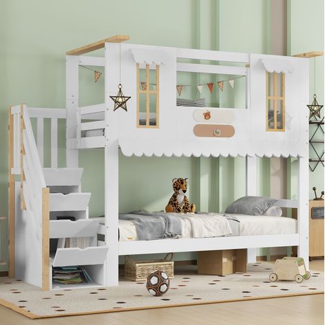 cama infantil litera con almacenaje 90x200 cm OKMYHOME (1/5)