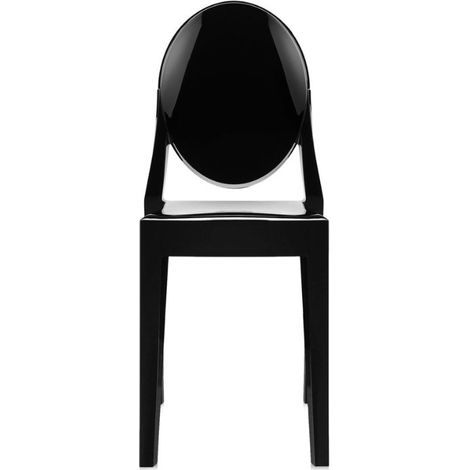 Sedia Victoria Ghost Nero coprente in policarbonato Kartell G4857E6 (1/2)