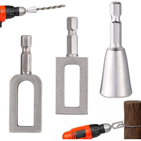 3pcs Outil Torsion Fil Perceuse Électrique, 9 Courbé & 11 Carré Lourd Fer-Fil Torsionneur pour Perceuse avec Tige Hexagonale 1/4 Pouce pour Ferme Chantier DIY avec Tendeur Fil Électrique (1/5)