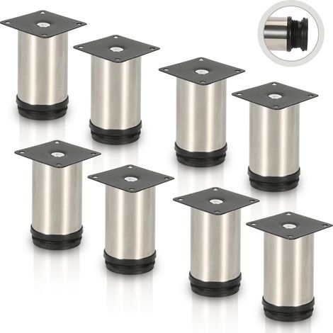 Randaco 4pcs Mobili Piedi Piedi regolabili in acciaio inox 50 mm Piede regolabile argento