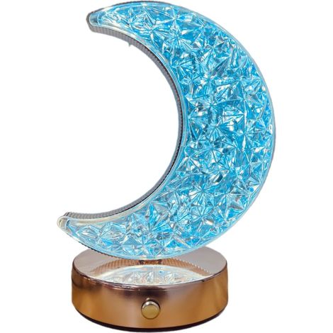 Lampe de table en cristal 3D forme lune USB pour chambre à (1/5)