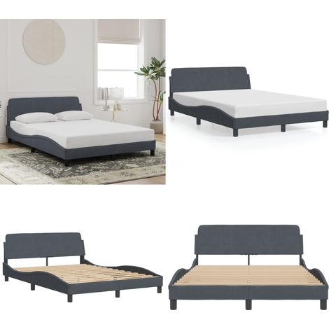 Bettgestell ohne Matratze Dunkelgrau 140x200 cm Samt - Samtbett - Doppelbett - Boxspringbetten - Bettsofa - Lattenrost - Home & Living (1/5)
