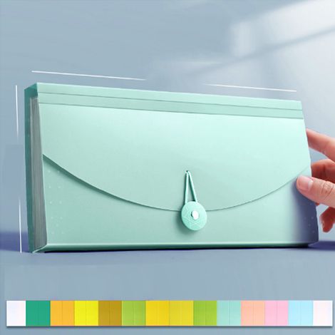 Sac accordéon à 13 compartiments, petit clip accordéon multicouche Morandi, sac de rangement pour factures de TVA, porte-documents, vert. (1/3)