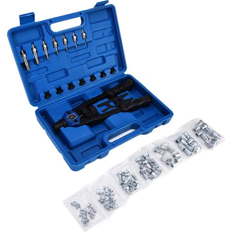 Lot de 126 pièces pince à riveter manuelle, kit de rivetage à main pour vis M3 M4 M5 M6 M8 M10 M12 (1/5)