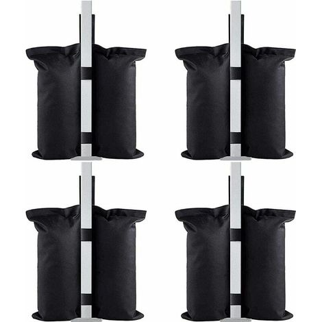Paquete de 4 bolsas de arena de grado industrial con peso, para carpas y sombrillas de patio, con peso para patas de toldo y parasol, color negro. (1/5)