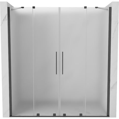 Mexen Velar Duo Schiebetür Duschwand 180 cm, matt, gun gray gebürstet - 871-180-000-32-66