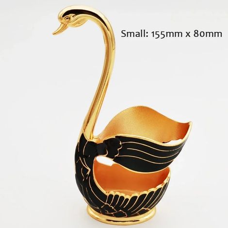 (Noir) Porte-couverts en forme de cygne, rangement luxueux pour les couverts, décoration de cuisine élégante.