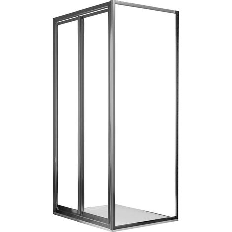 Box Doccia Angolare 90x80 cm 2 Ante Battenti in Cristallo Trasparente 4-6mm H185 Fosterberg Skagen Duo (1/4)