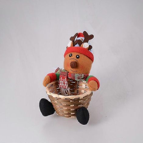 Halloween-Weihnachtsgeschenke, Weihnachtsdekoration, Weihnachtsmann, Schneemann, Süßigkeiten, Bambuskorb-Dekoration (1/5)