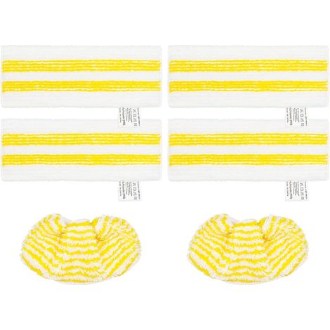 Lot de 6 Chiffons en Microfibre Les nettoyeurs Vapeur Compatible avec Kärcher EasyFix SC 2, SC 3, SC 4, SC 5 – Nouveau Set avec 4 tampons pour Sol et 2 tampons manuels