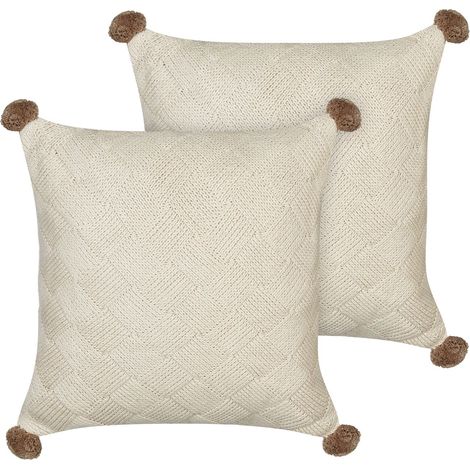 Dekokissen 2er Set OBERONIA Baumwolle 45 x 45 cm Beige Ohne Muster