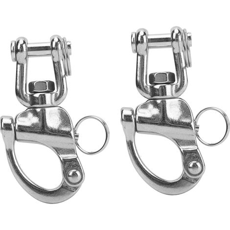 Jeu de 2 manilles rapides en acier inoxydable 316, haute résistance, libération rapide, universelles pour gréement de voilier, 87 mm. (1/5)