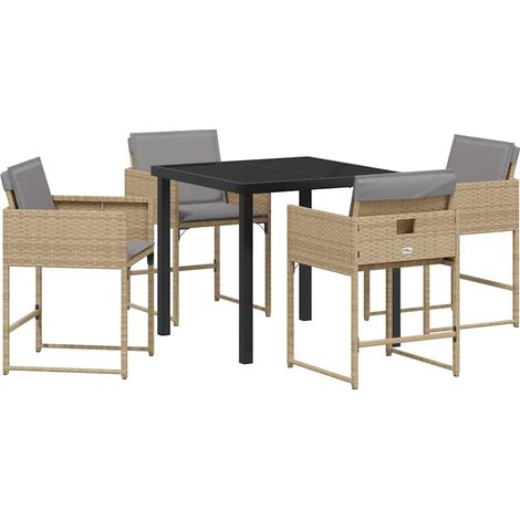 Ensemble de salle à manger pour jardin 5 pcs,Salon de jardin Beige Poly rotin CFW37446 (1/5)