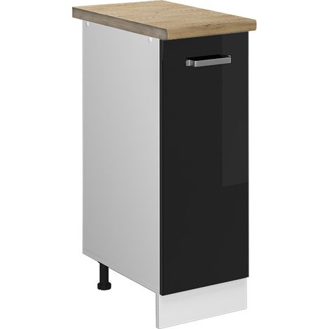 Armadio cucina dispensa alto R-Line, Nero lucido, 30 cm , PL Rovere, Vicco (1/4)