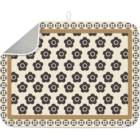 Tapis de séchage à vaisselle à motif vintage pour comptoir de cuisine, 45,7 x 61 cm, motif fleurs brunes, absorbant, antidérapant, séchage rapide, résistant à la chaleur, pour robinet de table (1/5)