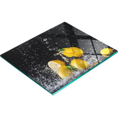 Vassoio decorativo in vetro per servire snack, limoni e acqua, 60x52 cm (1/5)