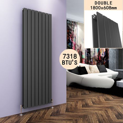 ELEGANT Vertical Column Designer Radiator Flat Panel 1800 x 608 mm Anthracite Double Central Heating (1/5)