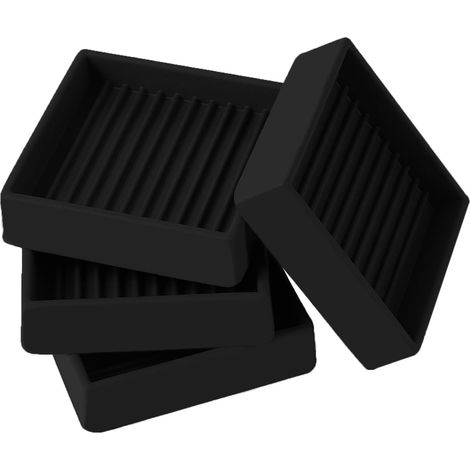 2 x 2 quadratische Möbelrollen aus Gummi, rutschfeste Möbelpolster, Bettstopper, Bodenschoner mit Griff – schützen alle Böden, 4 Stück, Schwarz