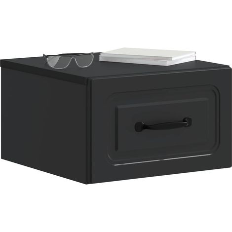 Maison Exclusive - Mobiletto da notte a muro con cassetto Nero 34,5 x 33 x 20 cm