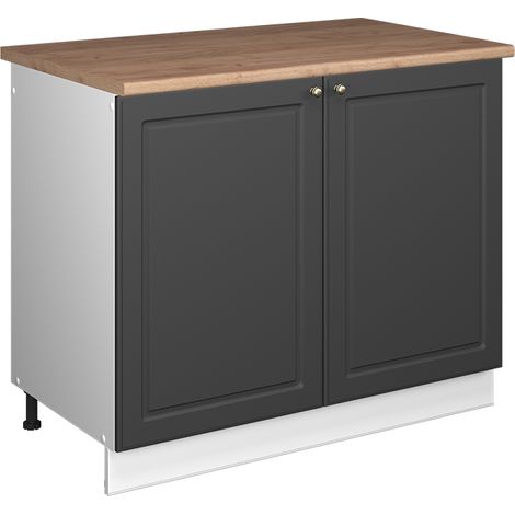 Spülenunterschrank Fame-Line, Anthrazit-Gold Landhaus/Weiß, 100 cm, AP Eiche, Vicco (1/5)