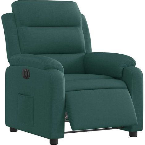 vidaXL Poltrona Elettrica Reclinabile Verde Scuro in Tessuto