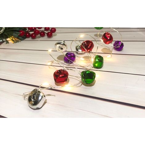 Lichterkette MagicHome Weihnachten Bell, 20x LED weiß, mit Glocke, 2xAA, Dauerlicht, Beleuchtung, L-1,9 m (1/2)