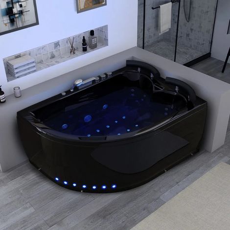 Baignoire Maori Balnéo Noire asymètrique côté Gauche 32 jets (1/5)