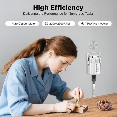 Hanging Flexshaft Mill 780W Rotary Tool, Professional Electric Grinder Carver with Foot Pedal Speed Control, Hanger & 6mm Chuck for Polishing Drilling Carving Jewellery Wood Metal (1/5)