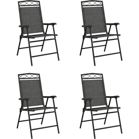 Maison Exclusive - Sedie Giardino Pieghevoli 4 pz Grigio Mélange Acciaio Textilene