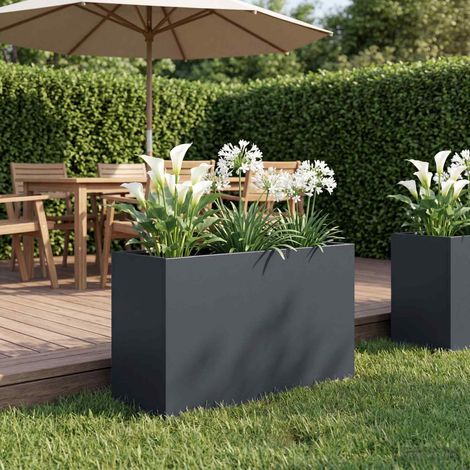 vidaXL Macetero de Jardín Gris antracita 80 x 30 x 40 cm (1/5)