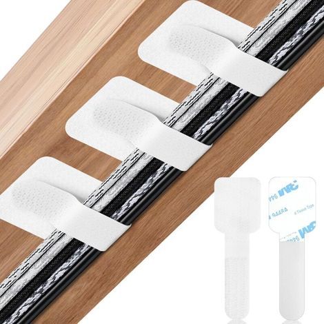 Attache cable adhesif organisateur de cable clips cables 100Pcs cable management bureau clip cable adhesif cable(Blanc) (1/4)